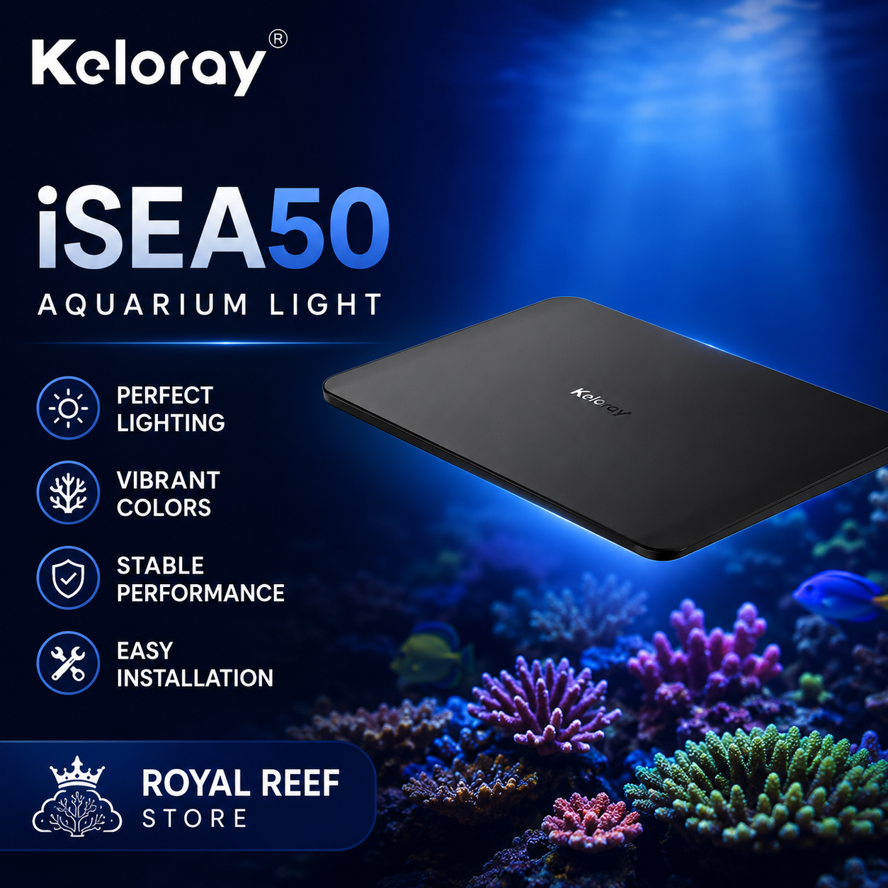 Aquarium Fish App - Keloray iSEA50 50W Fanless Full Spectrum