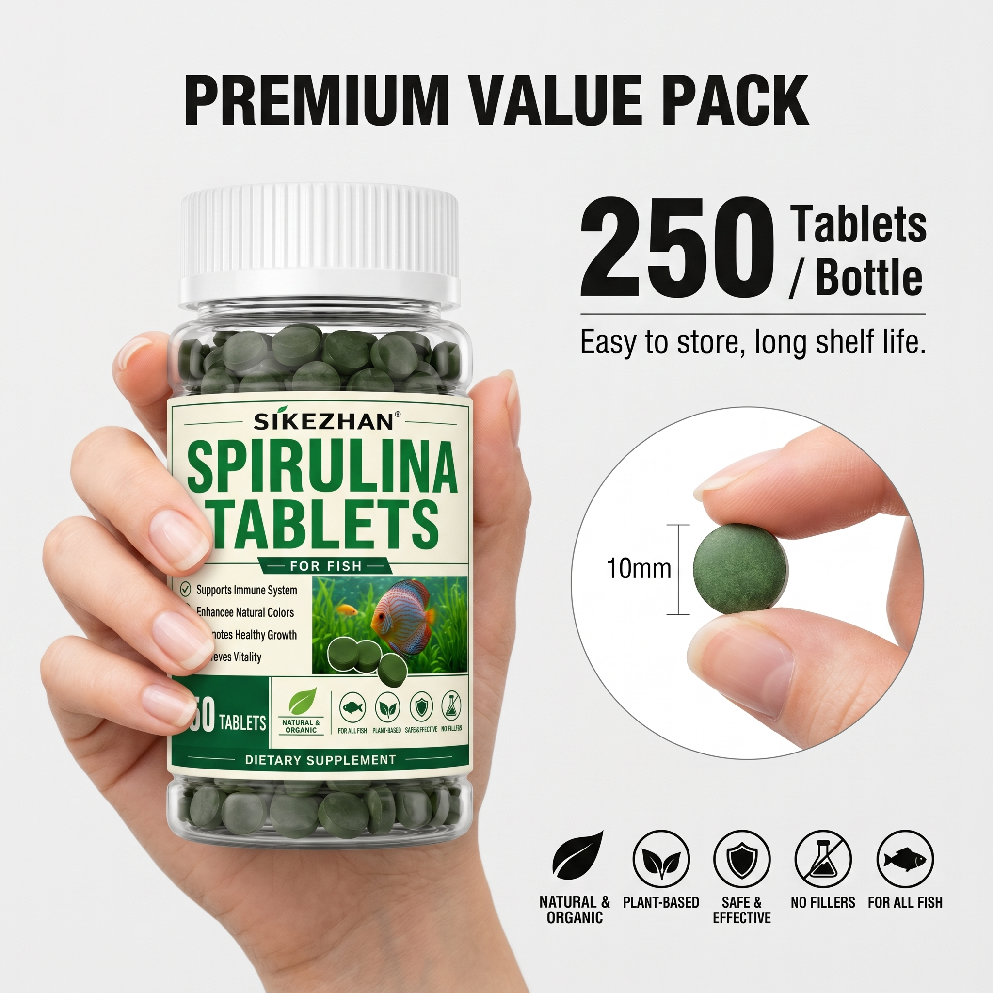 1000pcs High Purity Spirulina  – Aquarium Fish Holiday Food recenzja i cena