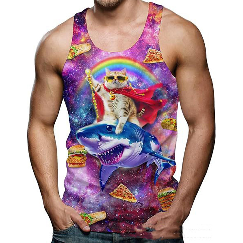 Funny Shark Cat 3D Print Tank  – Aquarium Fish Shark recenzja i cena